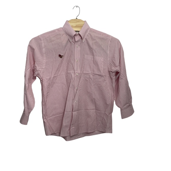 Fairway & Greene Medium Cotton Button Up Red White Stripe Pocket - Picture 5 of 7